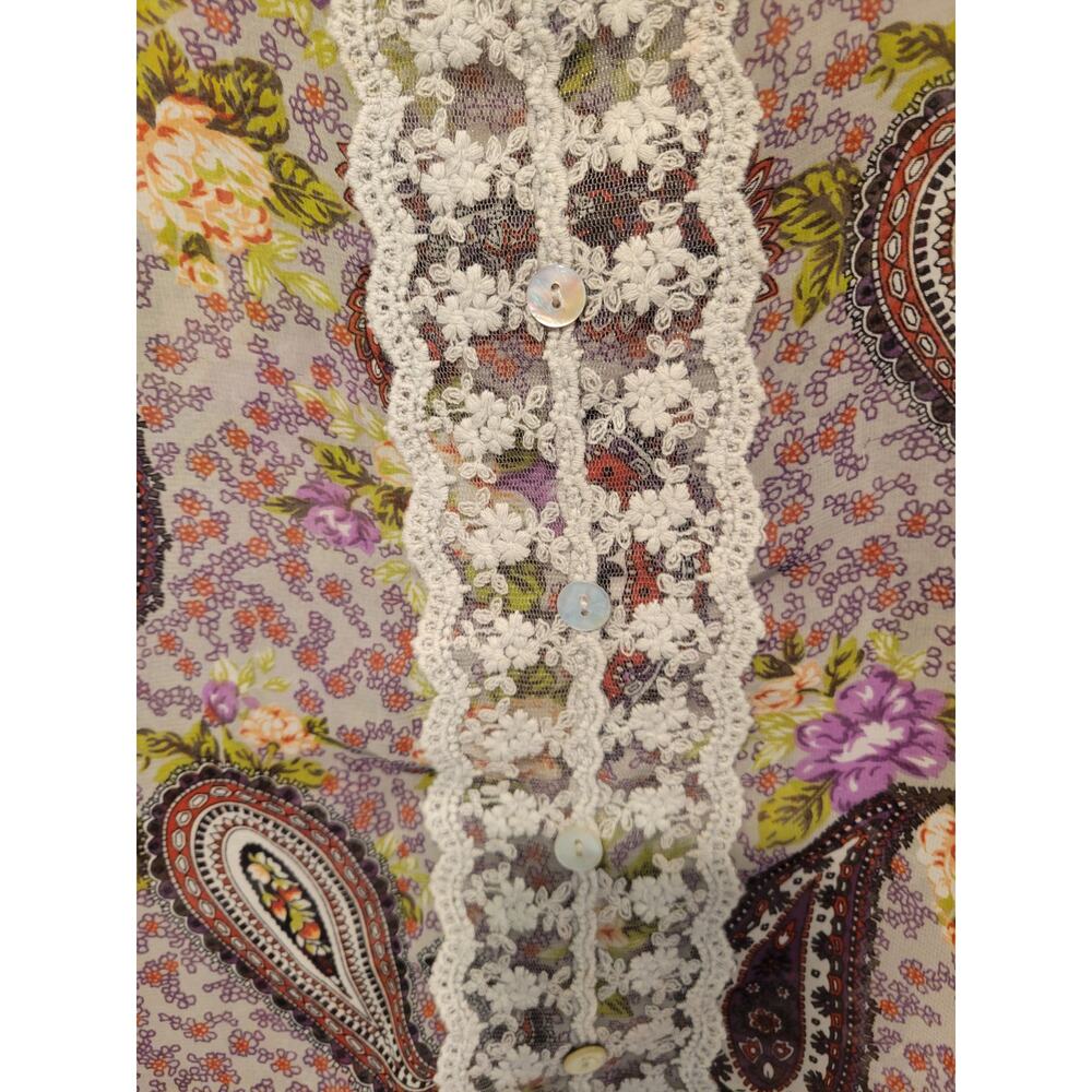 H.I.P‎ Happening in the present M Boho Fairy Y2K Floral Paisley Lace Blouse - Picture 5 of 7